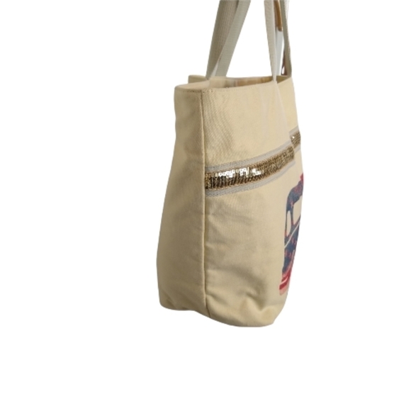 Maurices Large Tote Bag Americana USA Van Sequins Summer Patriotic Beach - Picture 4 of 13